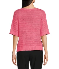 Investments Short Sleeve Crew Neck Tape Yarn Top