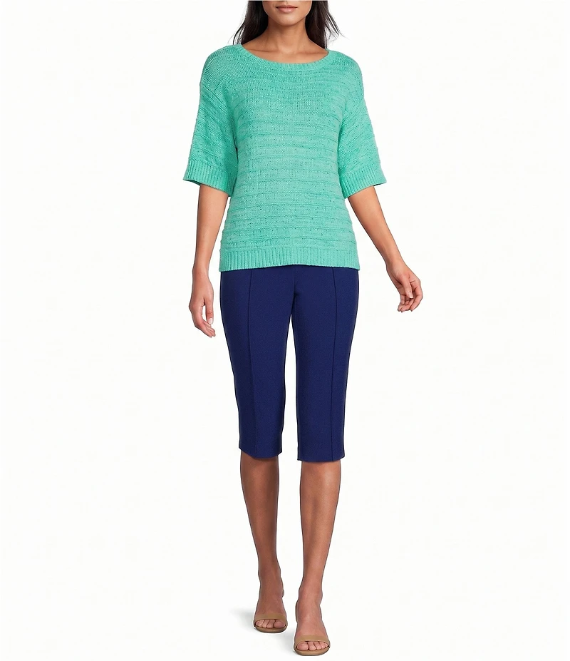 Investments Short Sleeve Crew Neck Tape Yarn Top