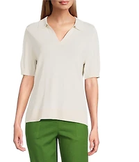 Investments Short Sleeve V-Neck Shirt Collar Top