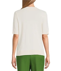 Investments Short Sleeve V-Neck Shirt Collar Top