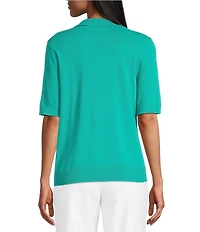 Investments Short Sleeve V-Neck Shirt Collar Top