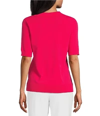 Investments Short Sleeve V-Neck Shirt Collar Top