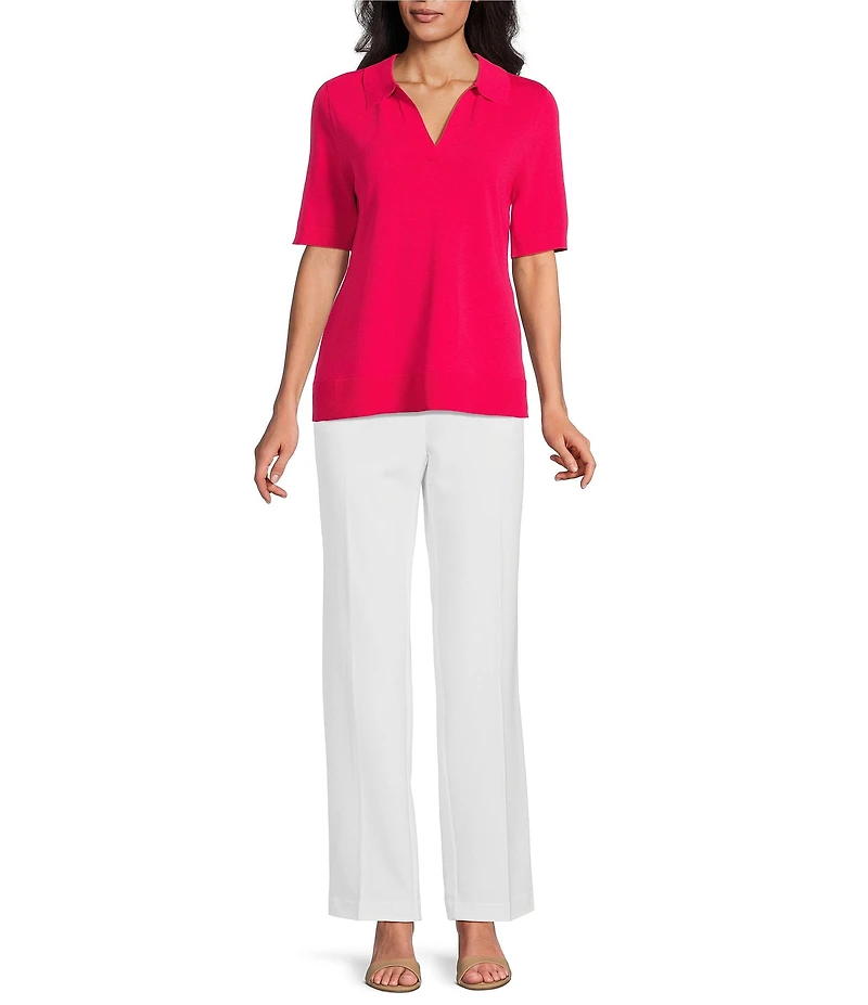 Investments Short Sleeve V-Neck Shirt Collar Top