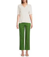 Investments Short Sleeve V-Neck Shirt Collar Top