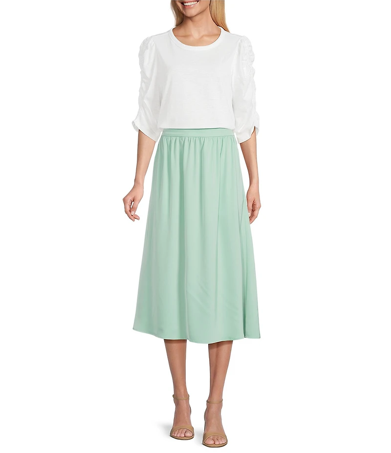Investments Side Pocket Pull-On Coordinating Midi Skirt
