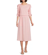 Investments Side Pocket Pull-On Coordinating Midi Skirt