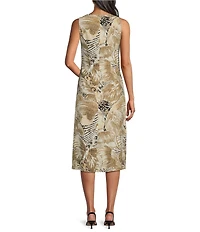 Investments Sleeveless Boat Neck Stretch Linen Sheath Midi Dress