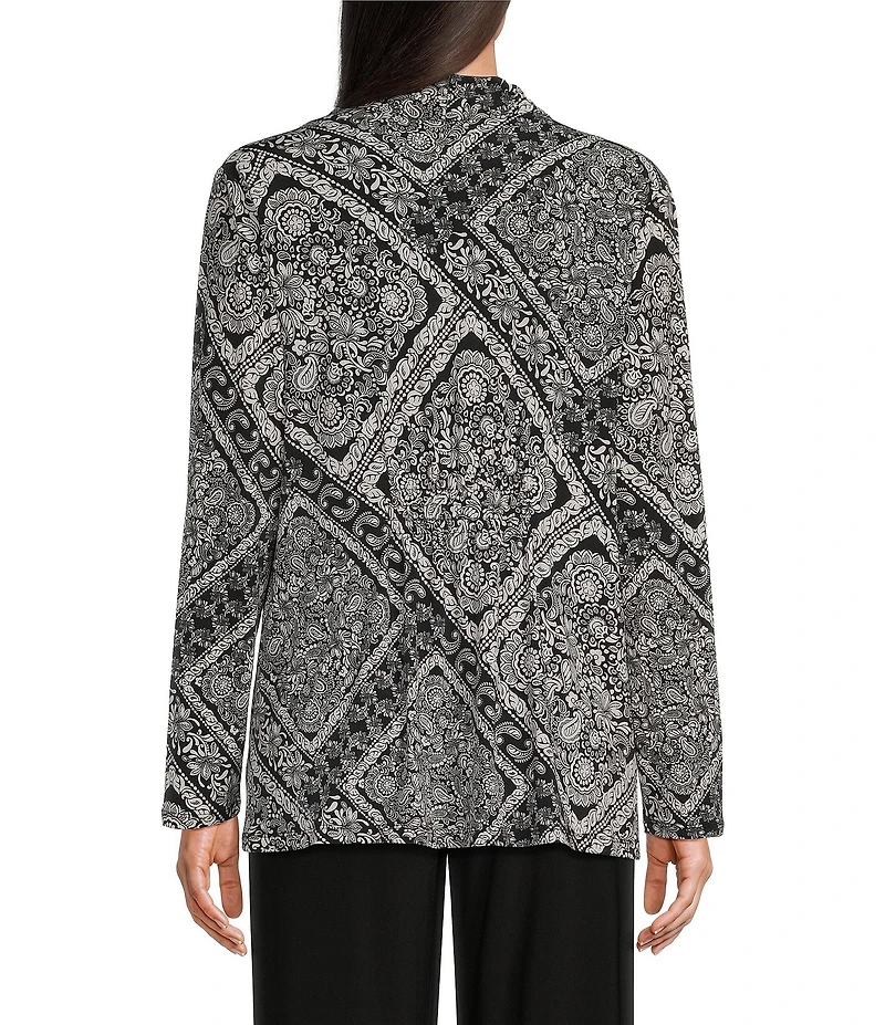 Investments Soft Separates Bias Geo Print Long Sleeve Open Front Jacket