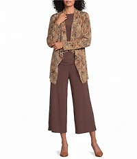 Investments Soft Separates Black/Pinecone Painted Paisley Print Long Sleeve Open Front Jacket