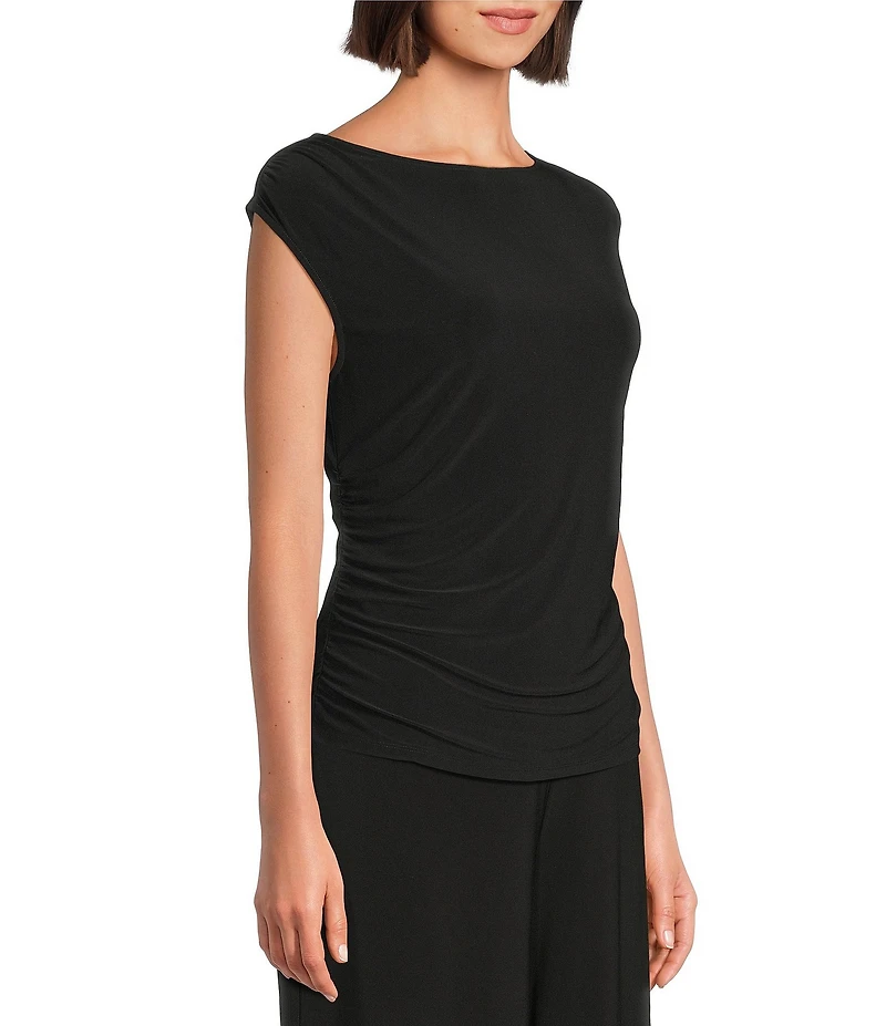 Investments Soft Separates Crew Neck Ruched Sleeveless Top