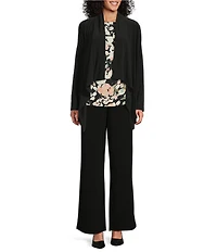 Investments Soft Separates Floral Jade Crew Neck Ruched Sleeveless Top