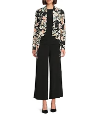 Investments Soft Separates Floral Jade Print Long Sleeve Open Front Jacket