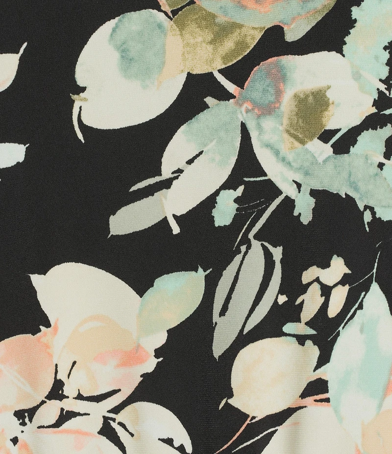 Investments Soft Separates Floral Jade Print Long Sleeve Open Front Jacket