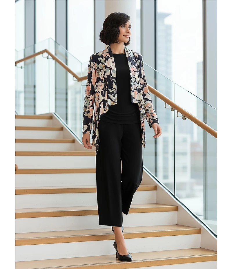 Investments Soft Separates Floral Jade Print Long Sleeve Open Front Jacket
