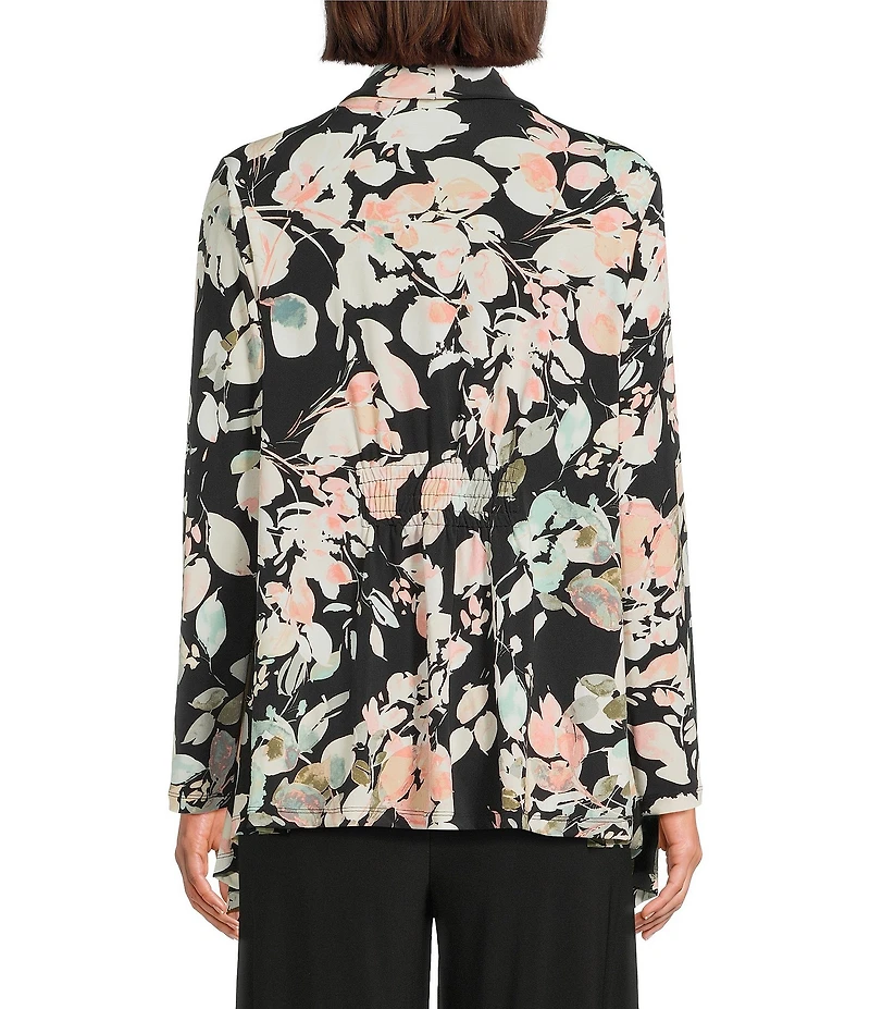 Investments Soft Separates Floral Jade Print Long Sleeve Open Front Jacket