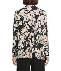 Investments Soft Separates Floral Jade Print Long Sleeve Open Front Jacket