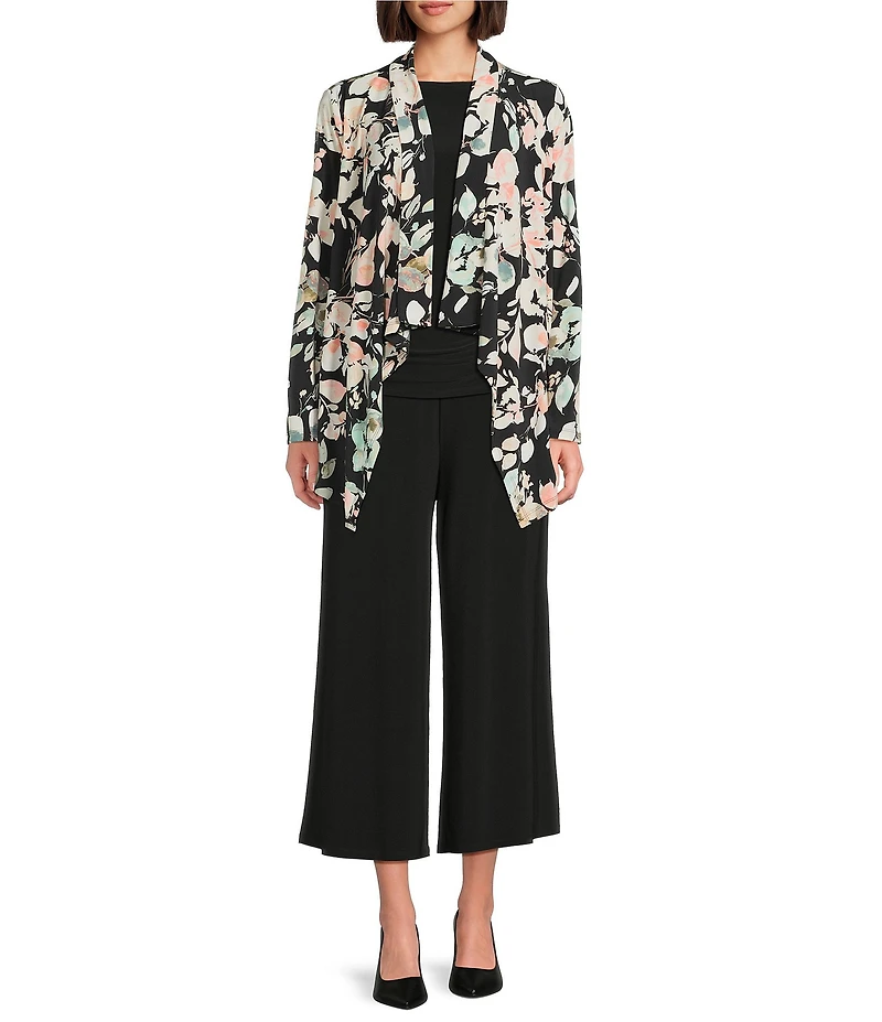 Investments Soft Separates Floral Jade Print Long Sleeve Open Front Jacket