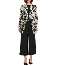 Investments Soft Separates Floral Jade Print Long Sleeve Open Front Jacket