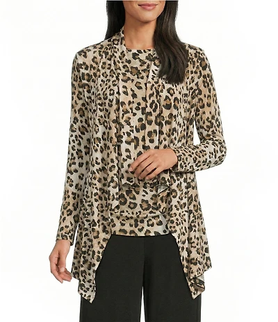 Investments Soft Separates Leopard Print Long Sleeve Open Front Jacket