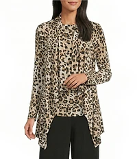 Investments Soft Separates Leopard Print Long Sleeve Open Front Jacket