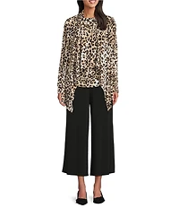 Investments Soft Separates Leopard Print Long Sleeve Open Front Jacket