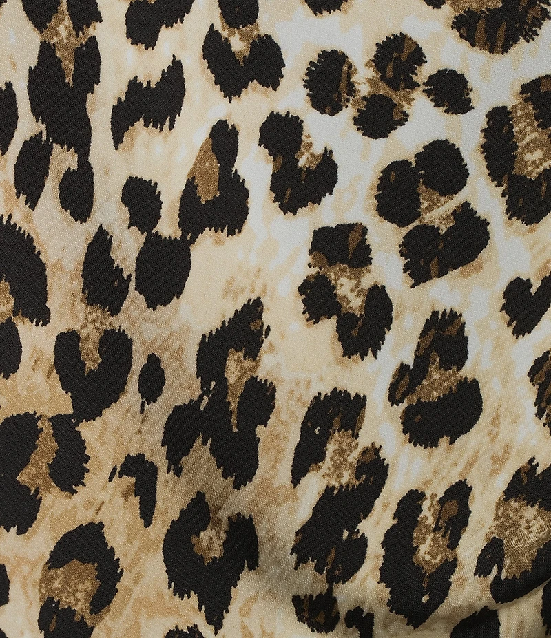 Investments Soft Separates Light Leopard Print Crew Neck Ruched Sleeveless Top