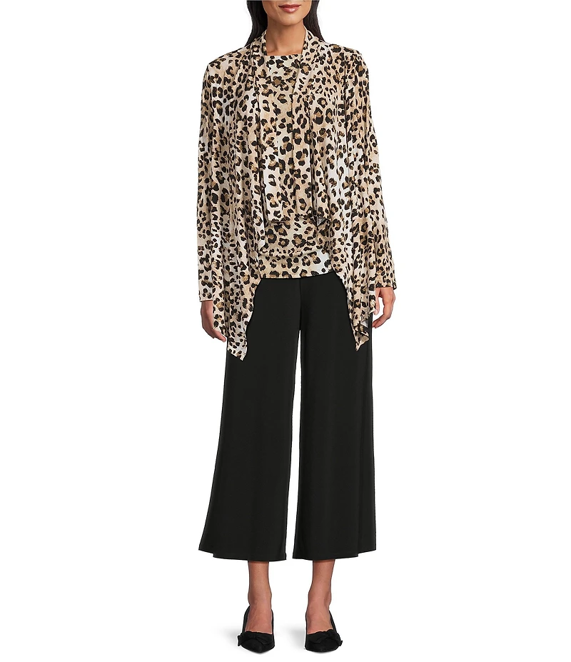 Investments Soft Separates Light Leopard Print Crew Neck Ruched Sleeveless Top