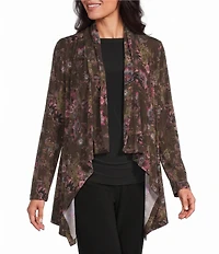 Investments Soft Separates Multi Canvas Flourish Print Long Sleeve Open Front Jacket