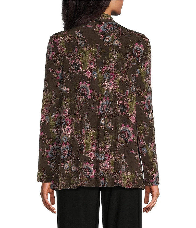 Investments Soft Separates Multi Canvas Flourish Print Long Sleeve Open Front Jacket