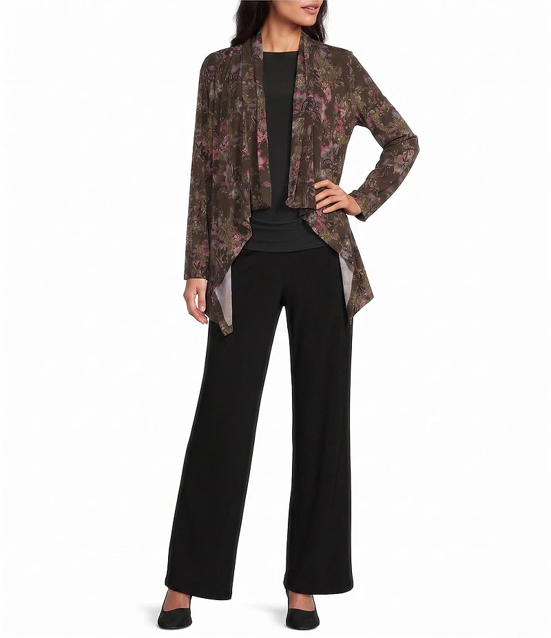 Investments Soft Separates Multi Canvas Flourish Print Long Sleeve Open Front Jacket