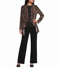 Investments Soft Separates Multi Canvas Flourish Print Long Sleeve Open Front Jacket