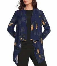 Investments Soft Separates Multi Exploded Floral Print Long Sleeve Open Front Jacket