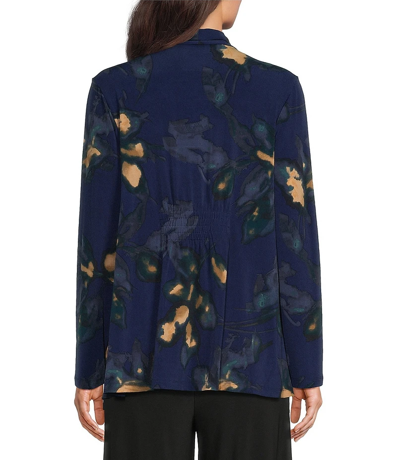 Investments Soft Separates Multi Exploded Floral Print Long Sleeve Open Front Jacket
