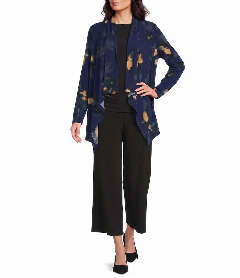 Investments Soft Separates Multi Exploded Floral Print Long Sleeve Open Front Jacket