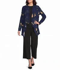 Investments Soft Separates Multi Exploded Floral Print Long Sleeve Open Front Jacket