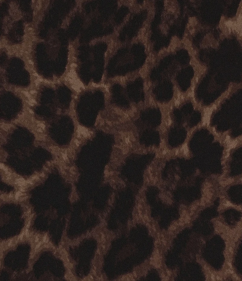 Investments Soft Separates Pinecone True Leopard Print Crew Neck Ruched Cap Sleeve Top