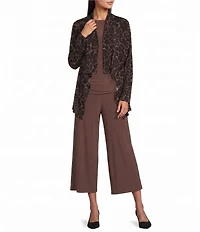 Investments Soft Separates Pinecone True Leopard Print Long Sleeve Open Front Jacket