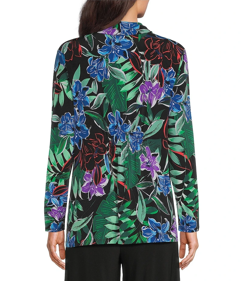 Investments Soft Separates Tropic Garden Print Long Sleeve Open Front Jacket