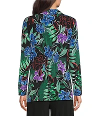 Investments Soft Separates Tropic Garden Print Long Sleeve Open Front Jacket
