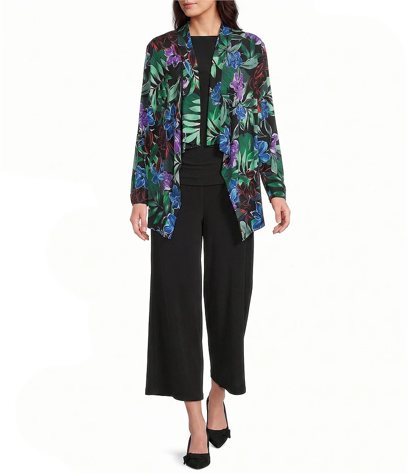 Investments Soft Separates Tropic Garden Print Long Sleeve Open Front Jacket