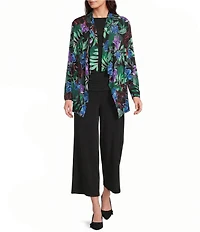 Investments Soft Separates Tropic Garden Print Long Sleeve Open Front Jacket