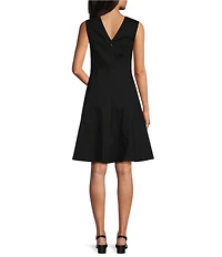 Investments Stretch Denim Sleeveless V-Neck Fit and Flare Dress