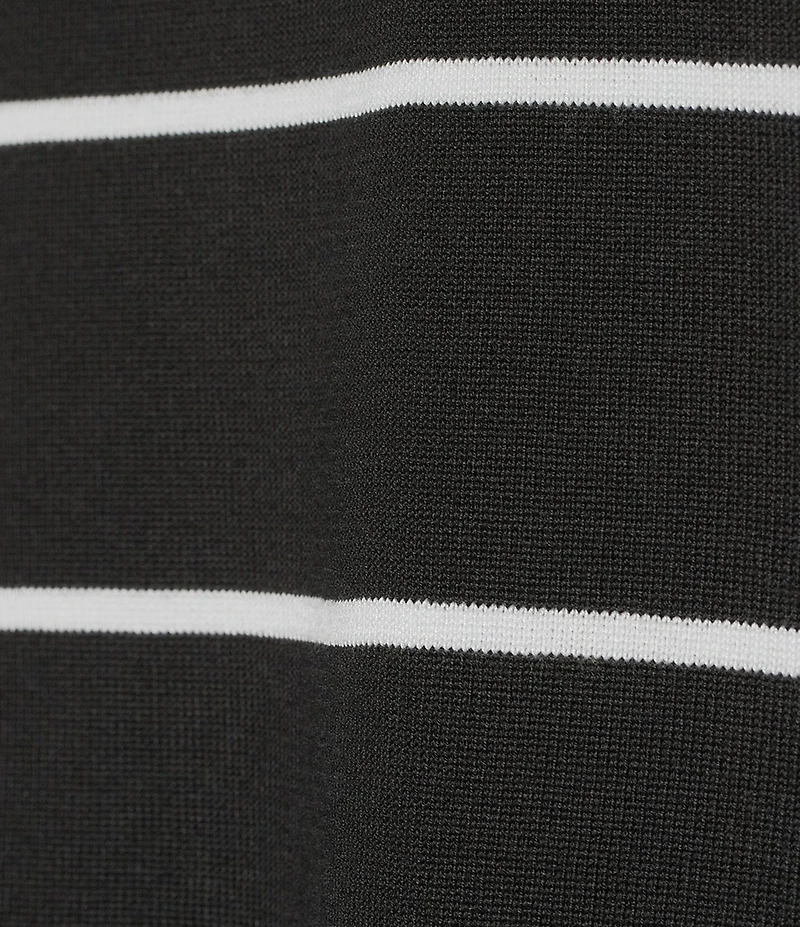 Investments Striped 3/4 Sleeve V-Neck Ribbed Trim Sweater