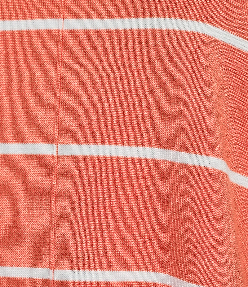 Investments Striped 3/4 Sleeve V-Neck Ribbed Trim Sweater