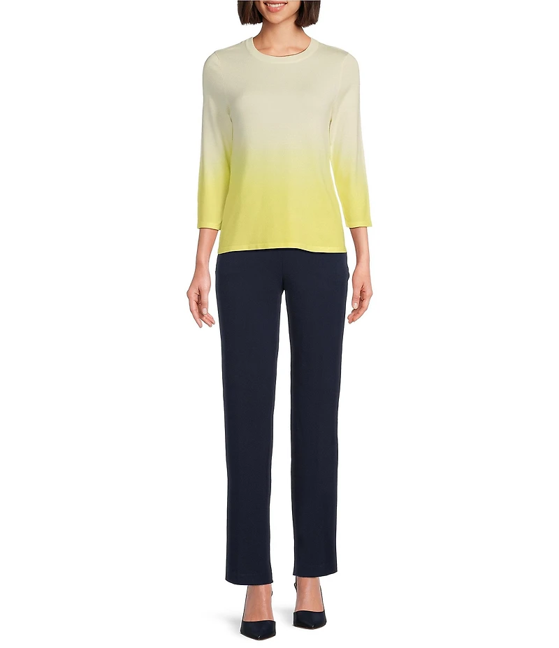 Investments Ombre 3/4 Sleeve Crew Neck Top