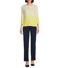 Investments Ombre 3/4 Sleeve Crew Neck Top