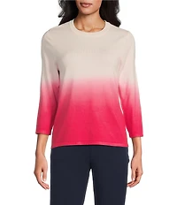 Investments Ombre 3/4 Sleeve Crew Neck Top