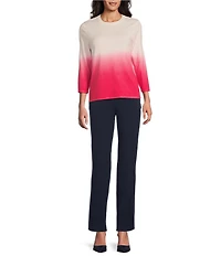 Investments Ombre 3/4 Sleeve Crew Neck Top