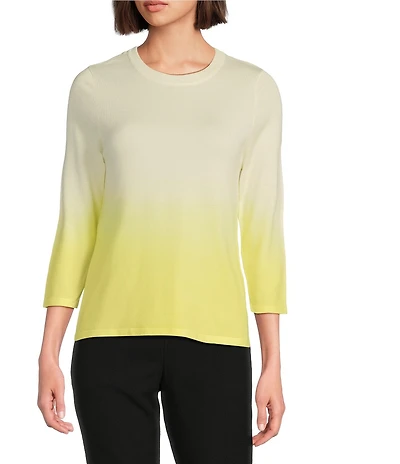 Investments Ombre 3/4 Sleeve Crew Neck Top