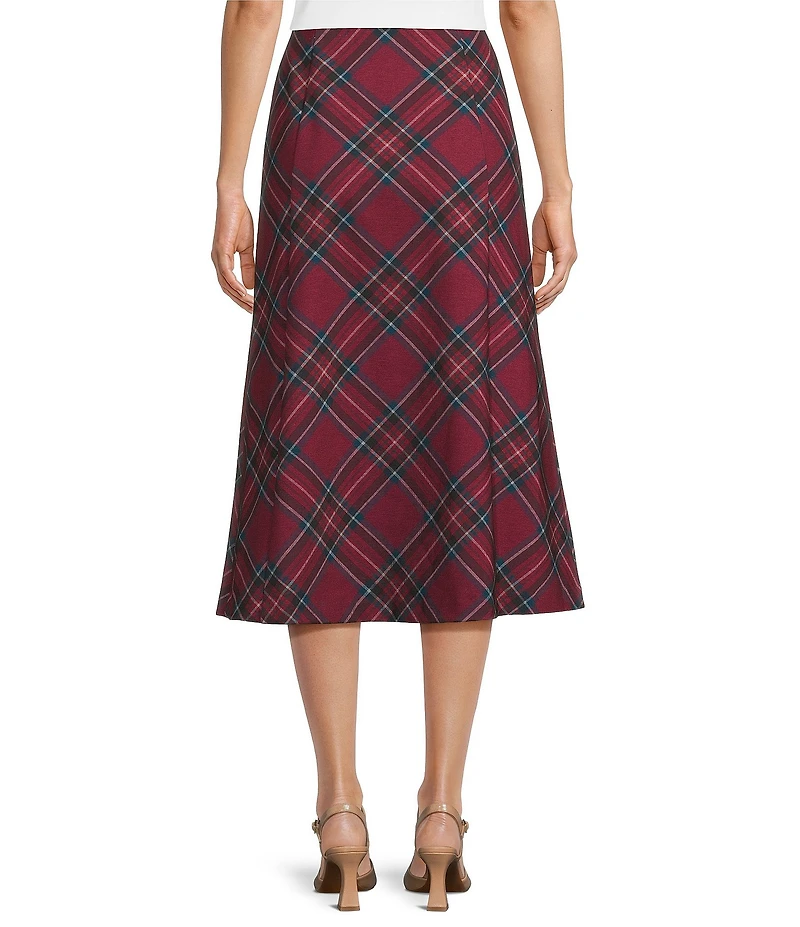Investments Tartan Plaid Pull-On A-Line Midi Skirt